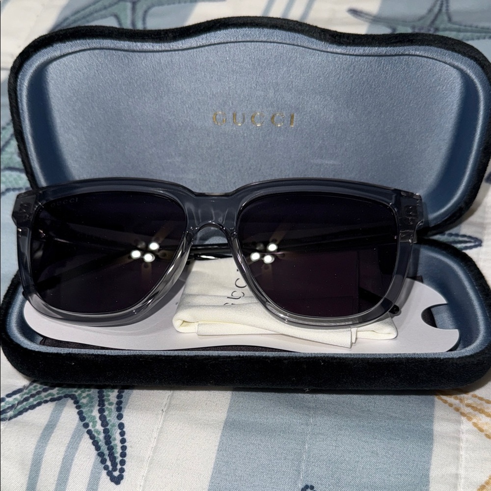 Gucci Gray Sunglasses with Black Lenses